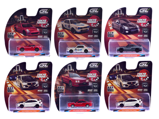 "Tokyo Torque" Series 10 Set of 6 pieces 1/64 T&y Diecast Model Cars by Greenlight