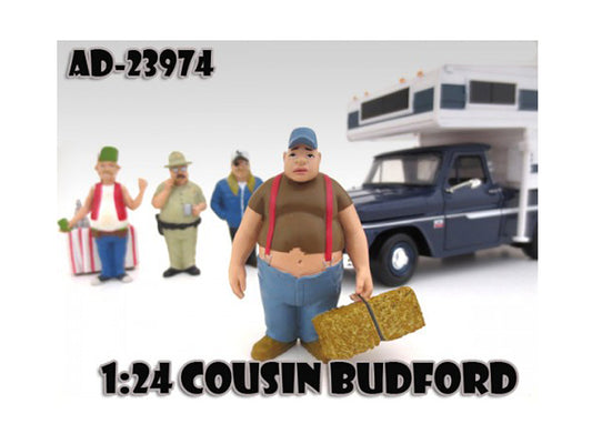 Cousin Budford "Trailer Park" Figure For 1:24 Scale Model Cars by American Diorama <h2>Cousin Diorama</h2> <p>High-quality diecast car perfect collectors and enthusiasts. Features detailed interior ex