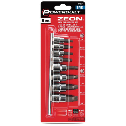 Powerbuilt Zeon SAE Hex Bit Socket Set for Damaged Bolts (8 Piece Set)