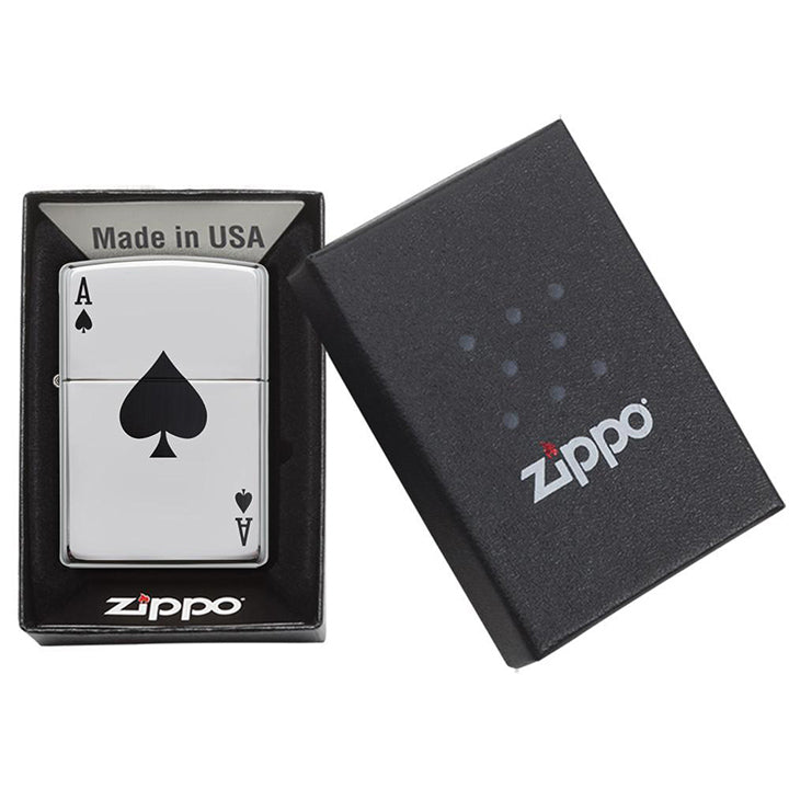 Zippo Windproof Lighter Simple Spade Design High Polish Chrome