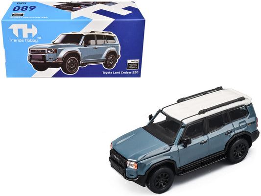 Toyota Land Cruiser 250 Blue with White Top 1/64 Diecast by Trends Hobby