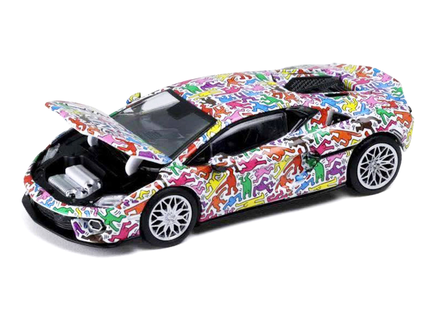Lamborghini Temerario "Keith Haring Livery" White with Graphics 1/64 T&y Diecast Model car by Trends Hobby