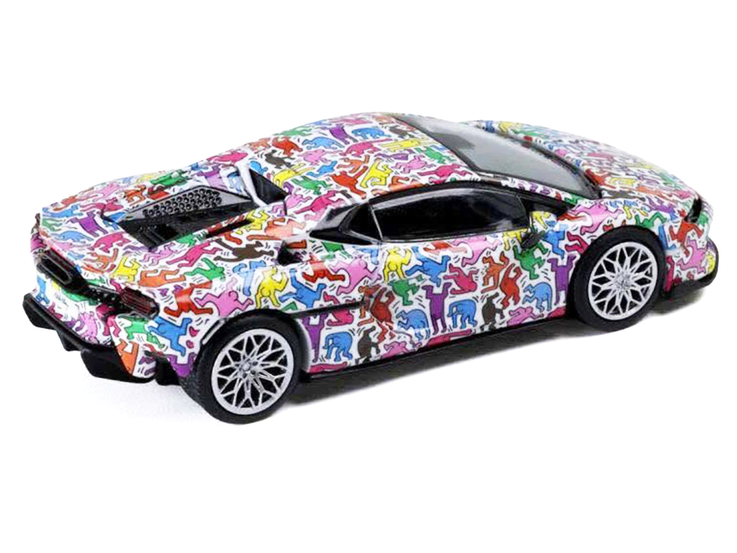 Lamborghini Temerario "Keith Haring Livery" White with Graphics 1/64 T&y Diecast Model car by Trends Hobby