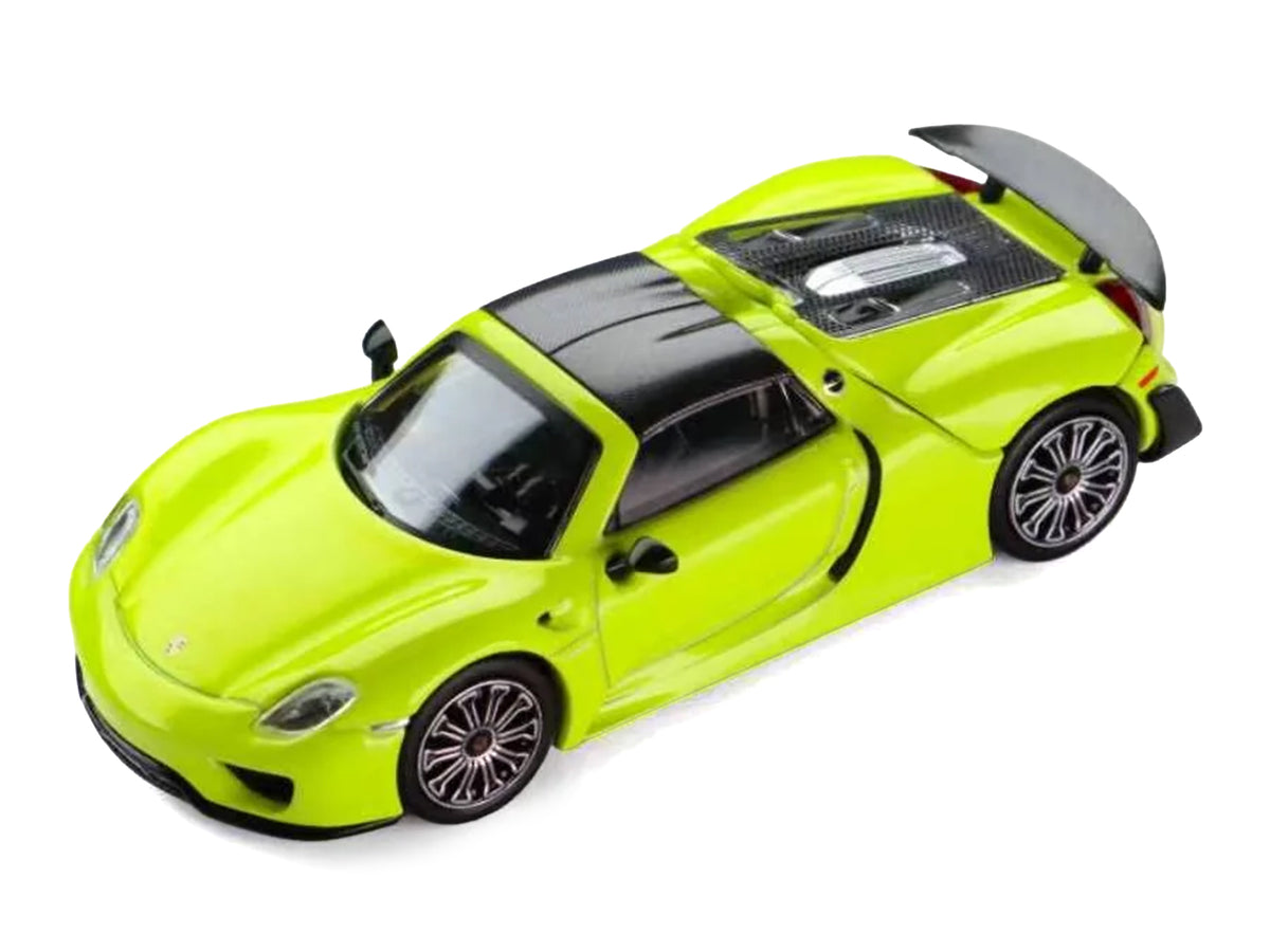 Porsche 918 Spyder Acid Green with Carbon Top 1/64 Diecast by Trends Hobby