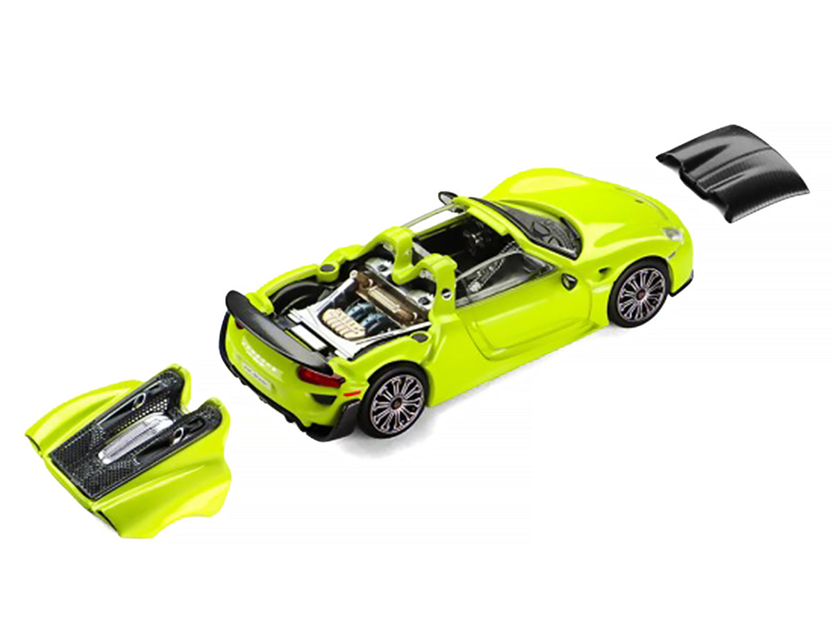 Porsche 918 Spyder Acid Green with Carbon Top 1/64 Diecast by Trends Hobby