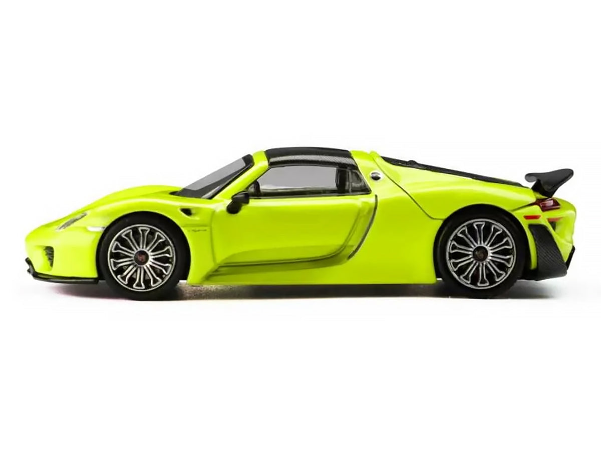 Porsche 918 Spyder Acid Green with Carbon Top 1/64 Diecast by Trends Hobby