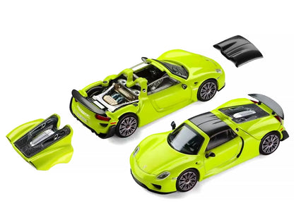 Porsche 918 Spyder Acid Green with Carbon Top 1/64 Diecast by Trends Hobby