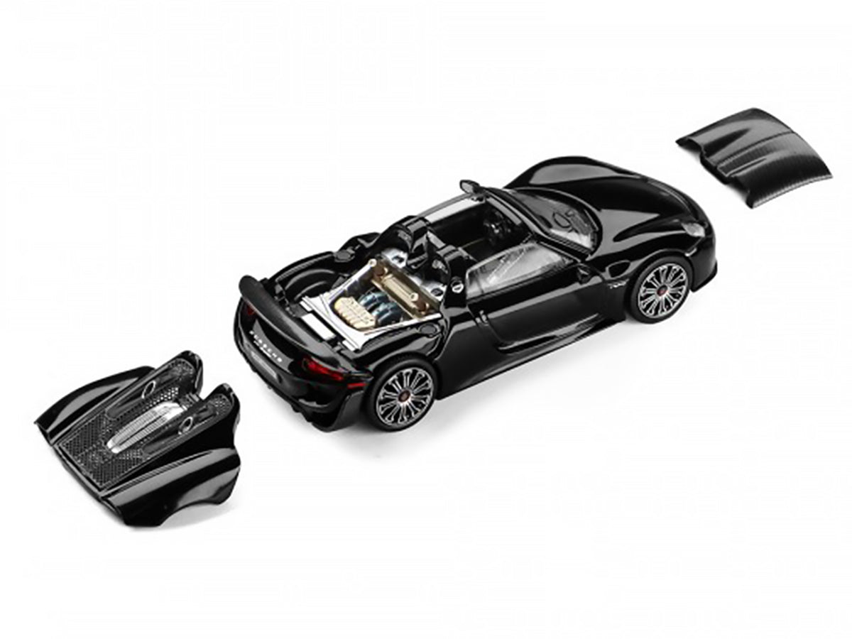 Porsche 918 Spyder Black with Carbon Top 1/64 Diecast by Trends Hobby