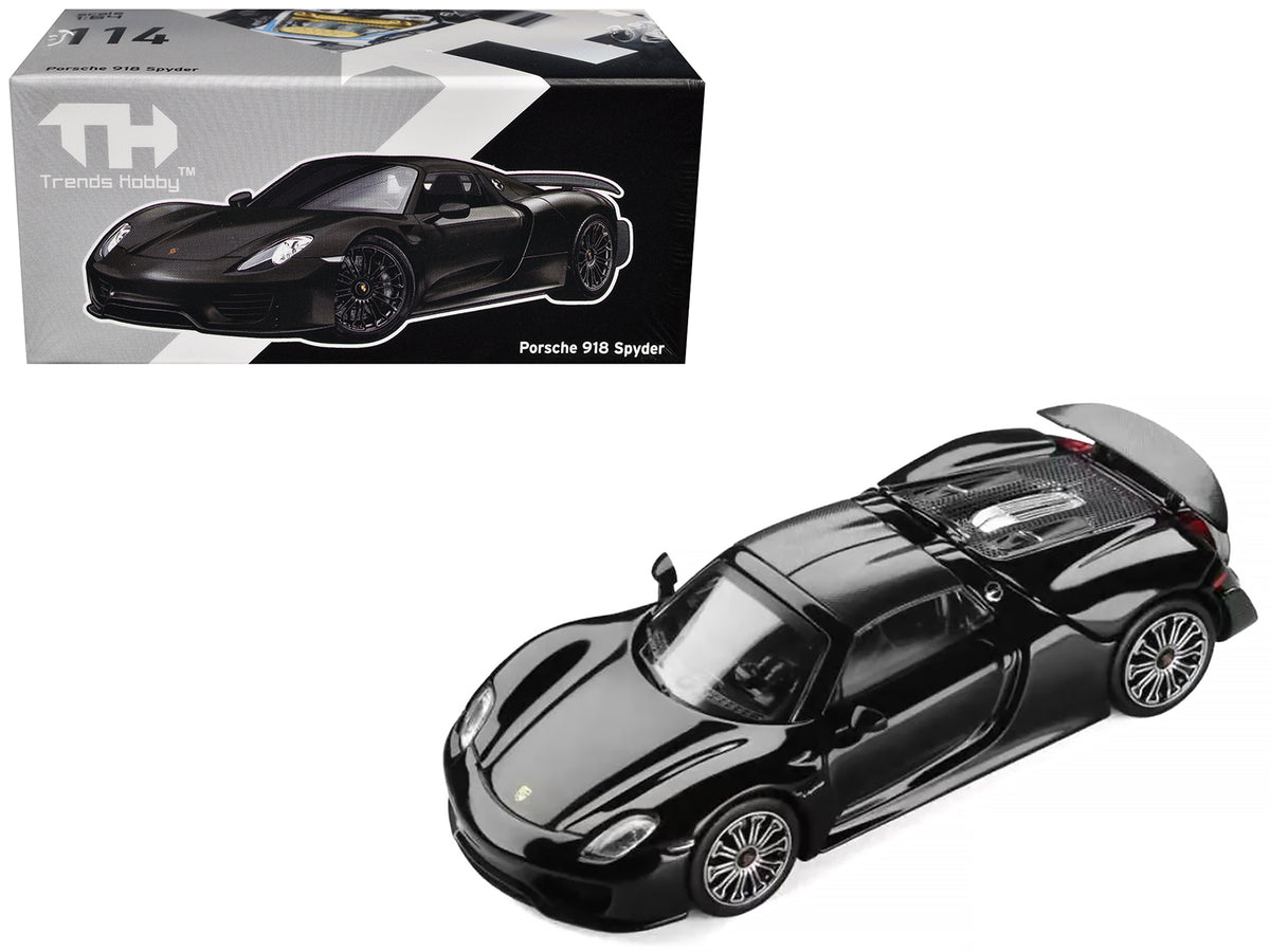Porsche 918 Spyder Black with Carbon Top 1/64 Diecast by Trends Hobby
