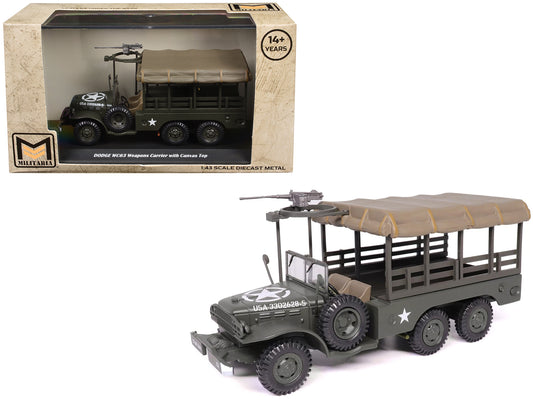 Dodge WC63 Weapons Carrier with Canvas Top Olive Drab "United States Army" 1/43 T&y Diecast Model by Militaria Die Cast