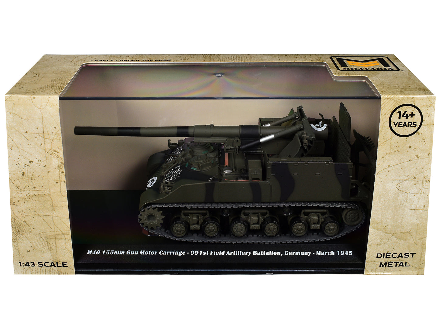 M40 155mm Gun Motor Carriage "991st Field Artillery Battalion Germany" (1945) United States Army 1/43 T&y Diecast Model by Militaria Die Cast