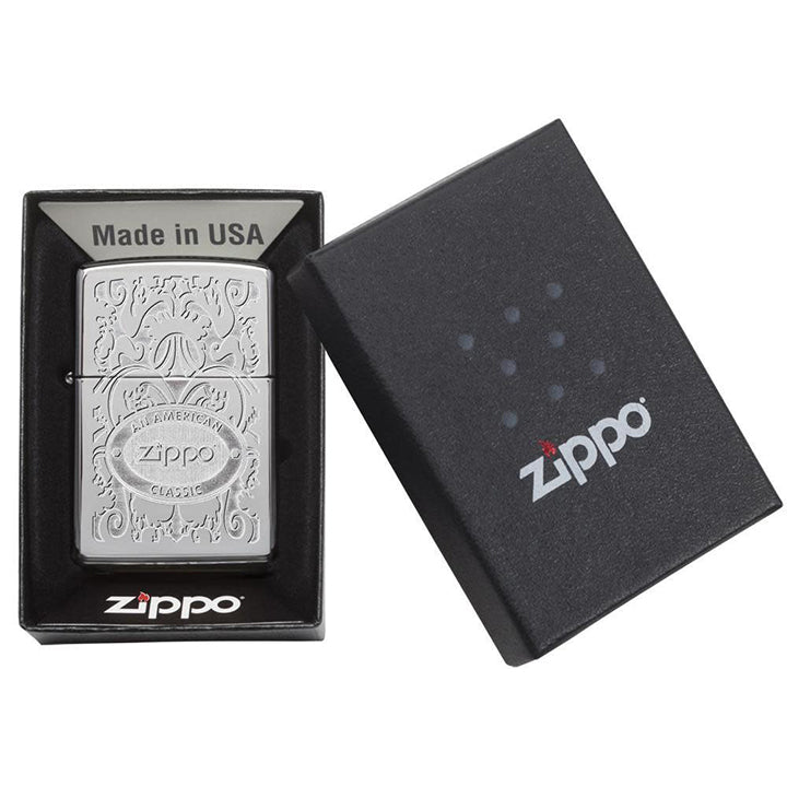 Zippo Windproof Lighter Zippo Crown L&M Stamp High Polish Chrome Finish