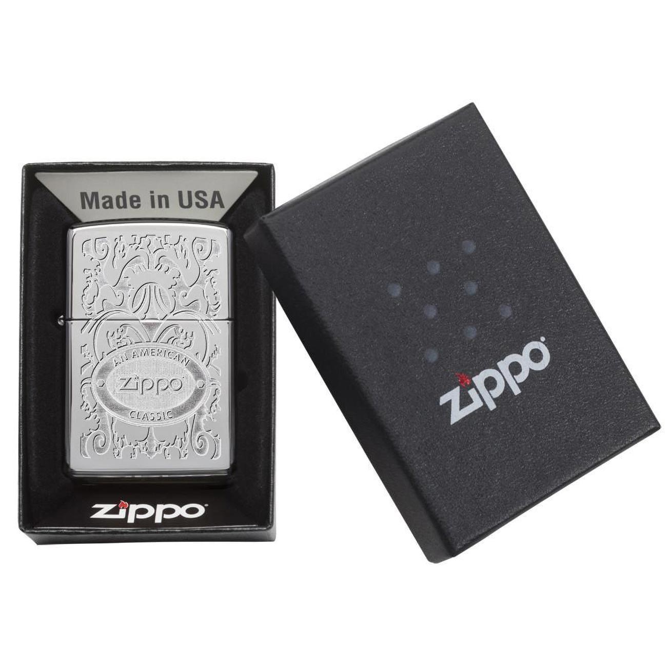 Zippo Windproof Lighter Zippo Crown L&M Stamp High Polish Chrome Finish