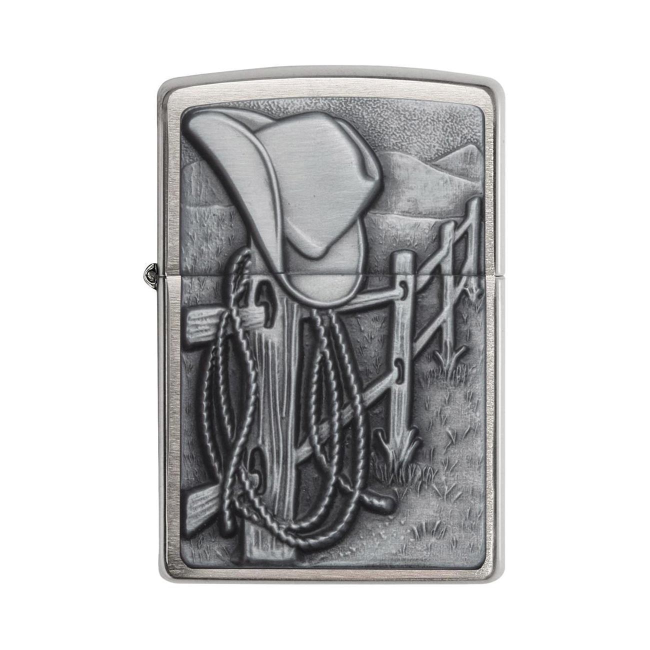 Zippo Windproof Lighter L&M Resting Cowboy Brushed Chrome