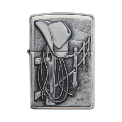 Zippo Windproof Lighter L&M Resting Cowboy Brushed Chrome