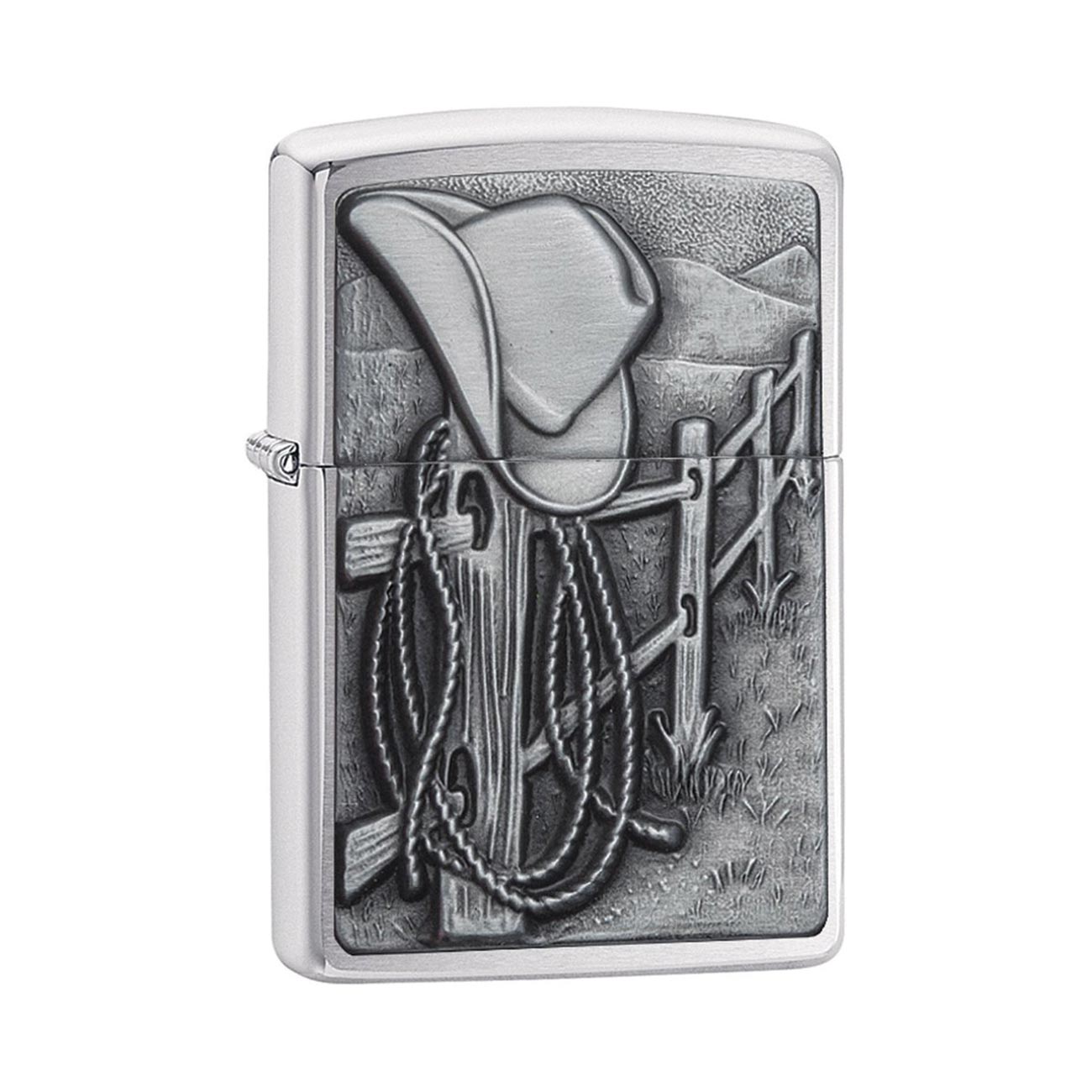 Zippo Windproof Lighter L&M Resting Cowboy Brushed Chrome