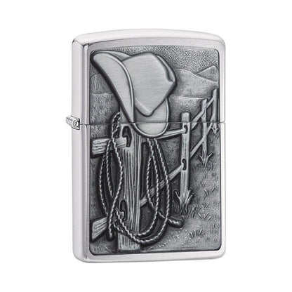 Zippo Windproof Lighter L&M Resting Cowboy Brushed Chrome