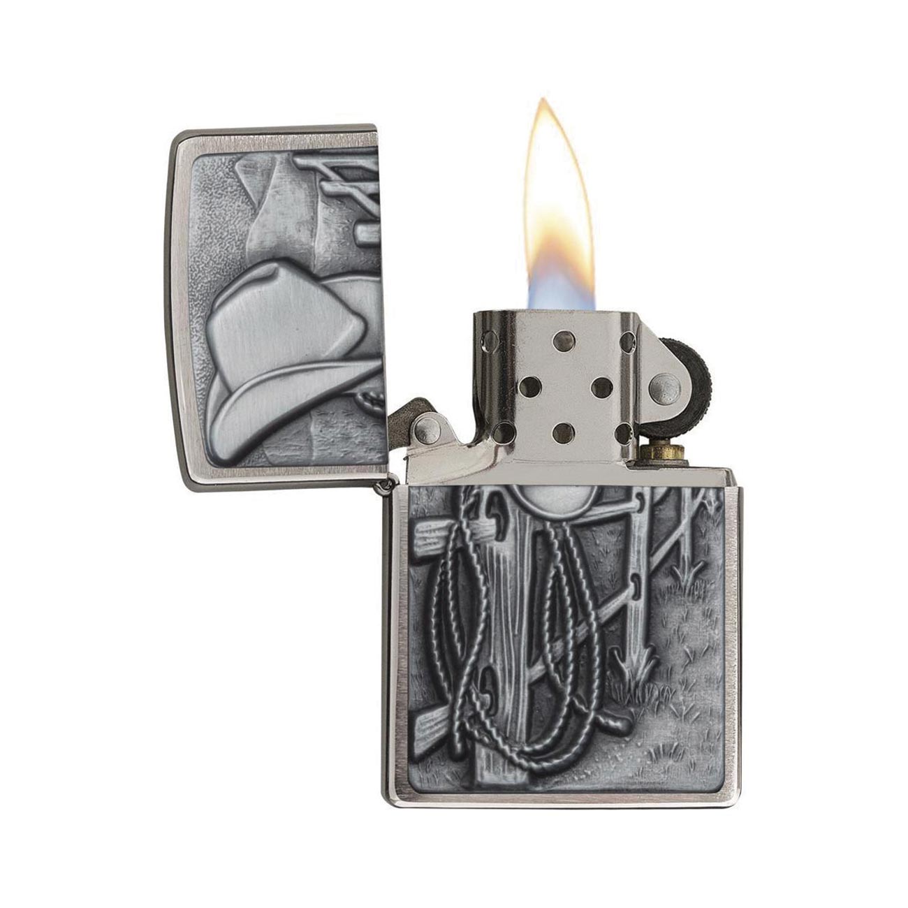 Zippo Windproof Lighter L&M Resting Cowboy Brushed Chrome