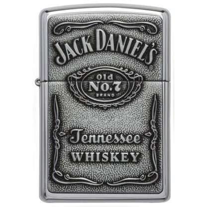 Zippo Windproof Lighter Jack Daniel's Label-Pewter Emblem High Polish Chrome