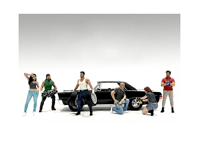 "Muscle Mechanics" 6 piece Figure Set for 1/24 Scale Models by American Diorama <h2>"Muscle Diorama</h2> <p>High-quality diecast model car perfect collectors and enthusiasts. Features detailed interio