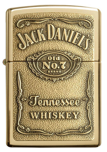 Zippo Windproof Lighter Jack Daniel's® L&M Label-Brass Emblem High Polish Brass