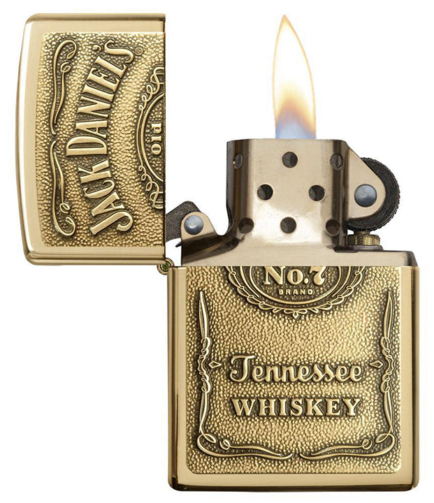 Zippo Windproof Lighter Jack Daniel's® L&M Label-Brass Emblem High Polish Brass
