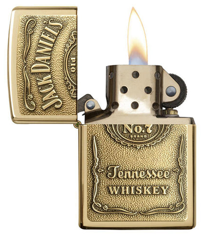 Zippo Windproof Lighter Jack Daniel's® L&M Label-Brass Emblem High Polish Brass