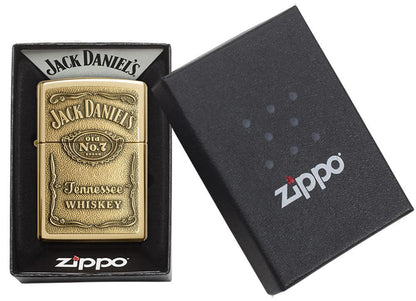 Zippo Windproof Lighter Jack Daniel's® L&M Label-Brass Emblem High Polish Brass