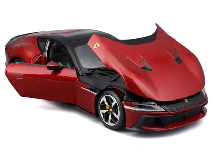 Ferrari 12Cilindri Red Metallic with Black Top "Race + Play" Series 1/24 Diecast Model Car by Bburago