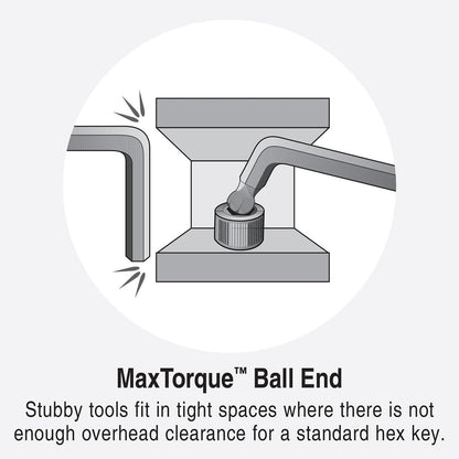 Bondhus Stubby Metric/SAE MaxTorque™ Double Ball End HEX Long L-Keys Double Set (22 Piece)