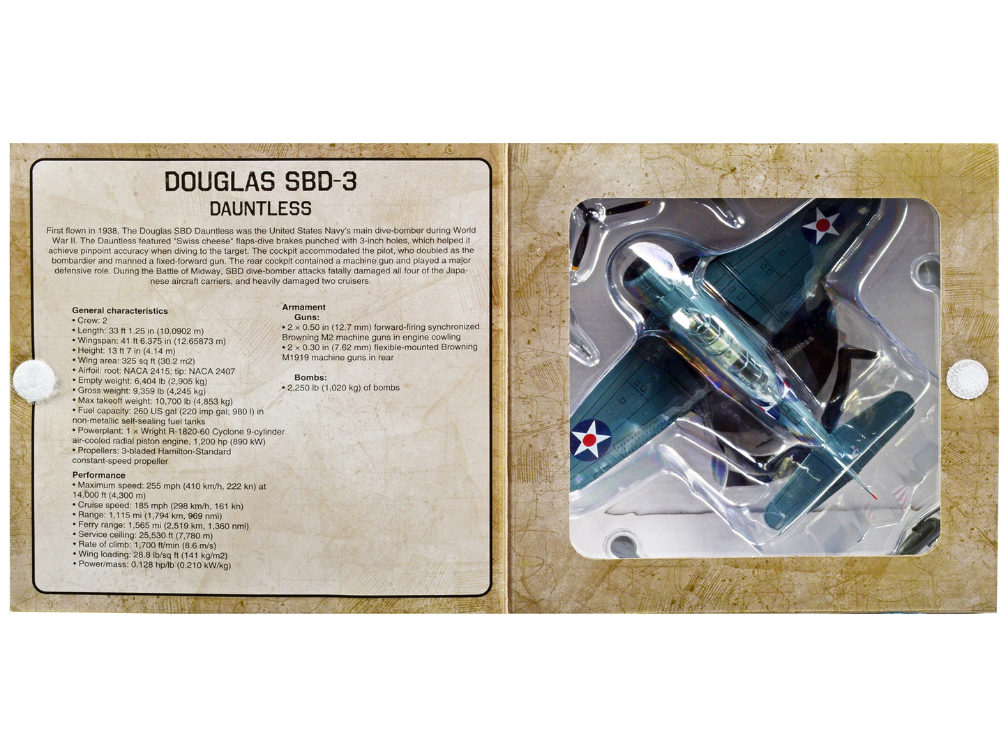 Douglass SBD-3 Dauntless Bomber Plane (United States Navy 1938) 1/72 T&y Diecast Model by Warbirds of WWII