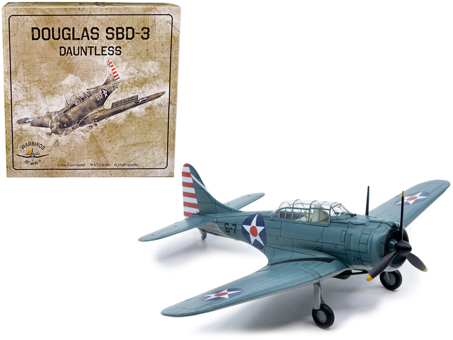 Douglass SBD-3 Dauntless Bomber Plane (United States Navy 1938) 1/72 T&y Diecast Model by Warbirds of WWII