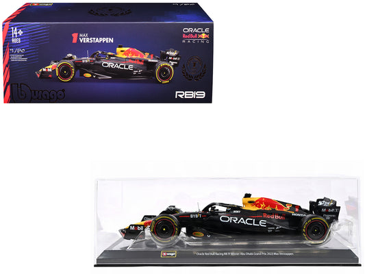 Red Bull Racing RB19 #1 Max Verstappen "Oracle" Winner Formula One F1 Championship "Drivers' Champion" (2023) with Display Case 1/24 T&y Diecast Model Car by Bburago