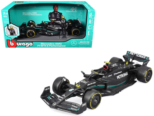 Mercedes-AMG F1 W14 E Performance #44 Lewis Hamilton "Petronas" Formula One F1 "World Championship" (2023) with Driver Figure "Race" Series 1/24 T&y Diecast Model Car by Bburago