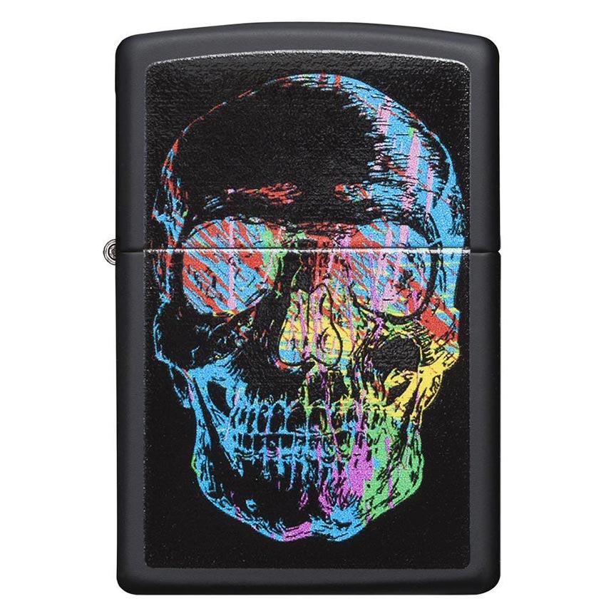 Zippo Windproof Lighter Zippo Colorfiul L&M Skull Black Matte Classic Case