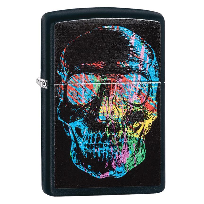 Zippo Windproof Lighter Zippo Colorfiul L&M Skull Black Matte Classic Case