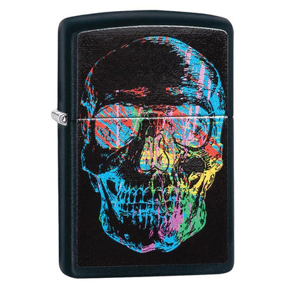 Zippo Windproof Lighter Zippo Colorfiul L&M Skull Black Matte Classic Case