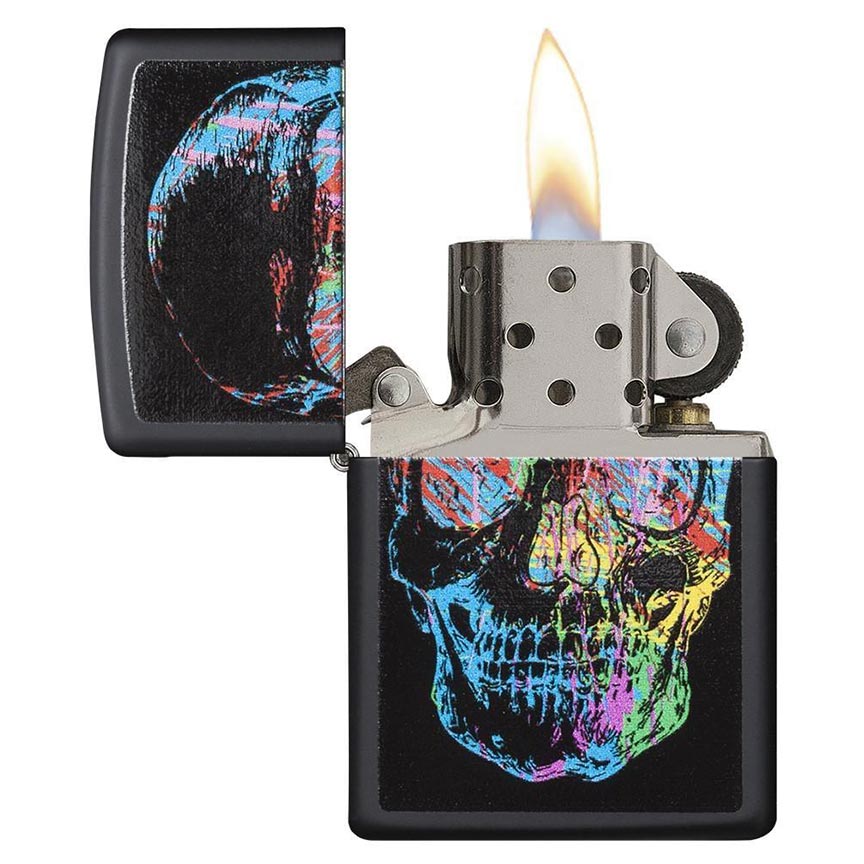 Zippo Windproof Lighter Zippo Colorfiul L&M Skull Black Matte Classic Case