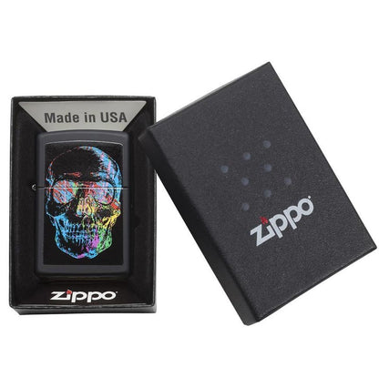 Zippo Windproof Lighter Zippo Colorfiul L&M Skull Black Matte Classic Case