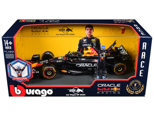 Red Bull Racing RB20 #1 Max Verstappen "Oracle" Winner Formula One F1 Championship "Drivers' Champion" (2024) with Driver Figure 1/24 T&y Diecast Model Car by Bburago