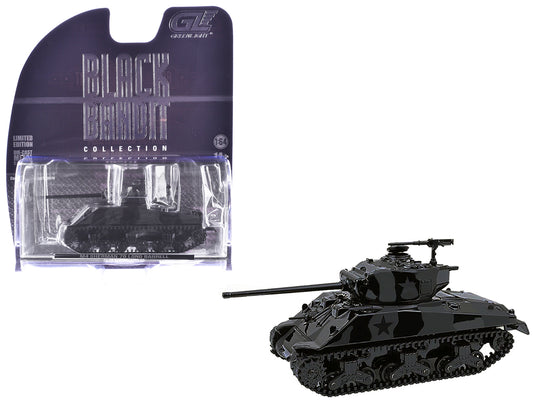 M4 Sherman 76 Long Barrell Tank Black Camouflage "Black Bandit" Series 30 1/64 T&y Diecast Model Car by Greenlight