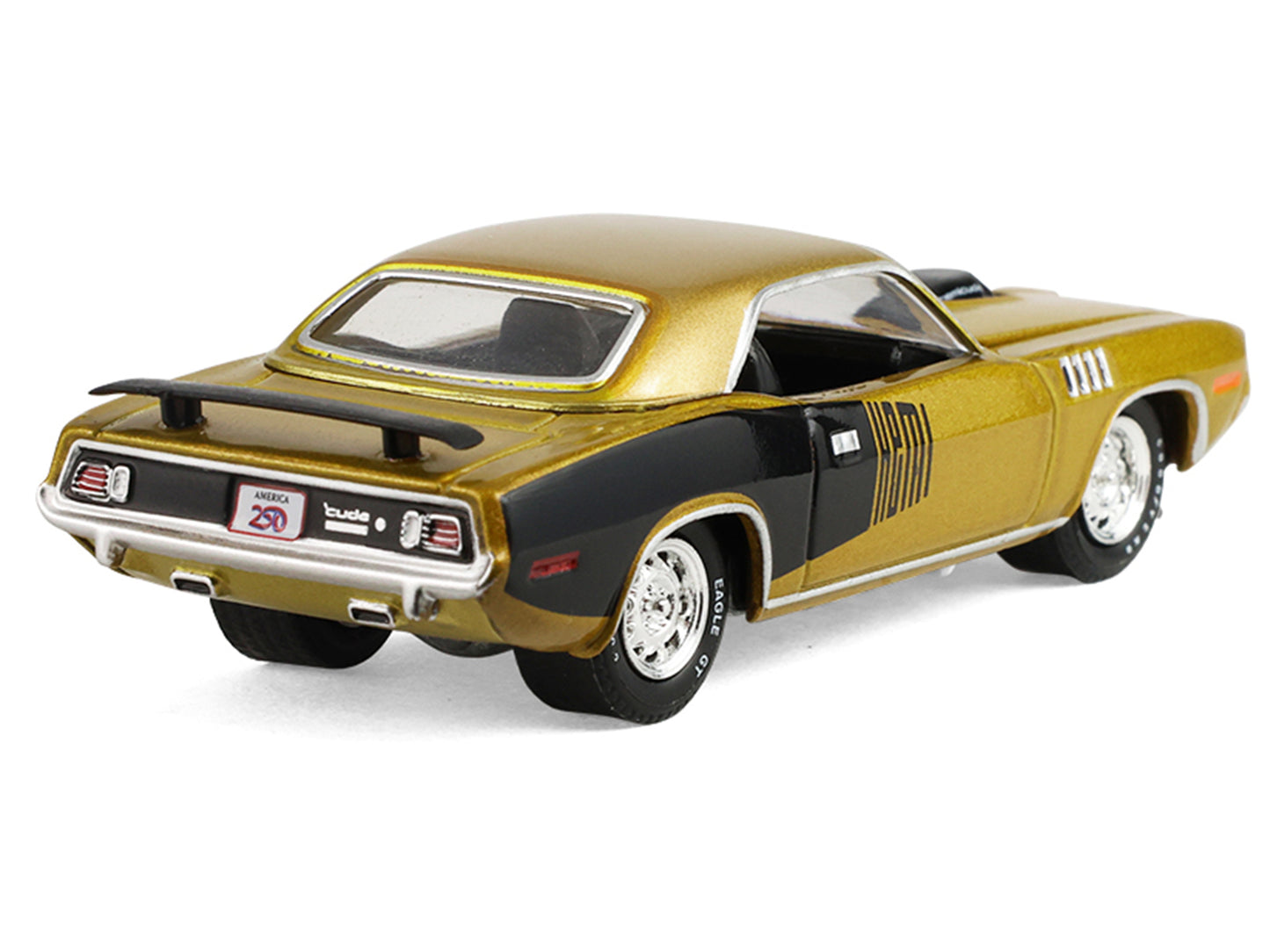 1971 Plymouth Hemi ‘Cuda Gold Metallic with Black Accents "America 250 Edition" "Anniversary Collection" Series 18 1/64 T&y Diecast Model Car by Greenlight