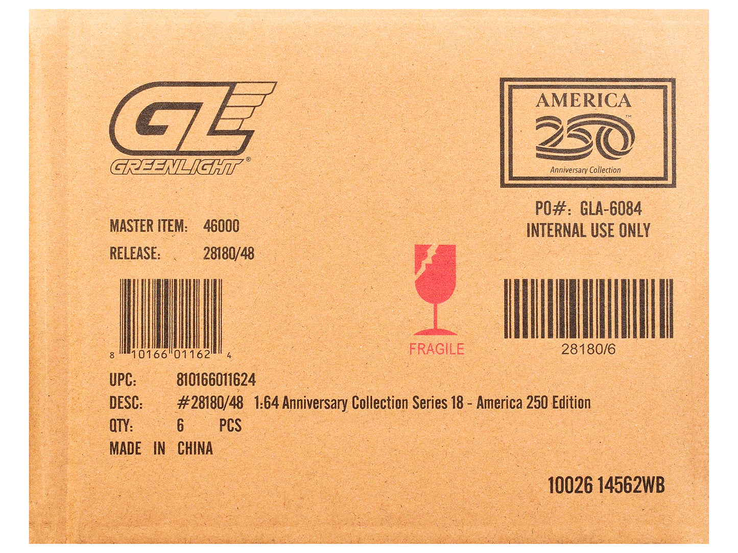 "Anniversary Collection" Series 18 Set of 6 pieces "America 250 Edition" 1/64 T&y Diecast Model Cars by Greenlight