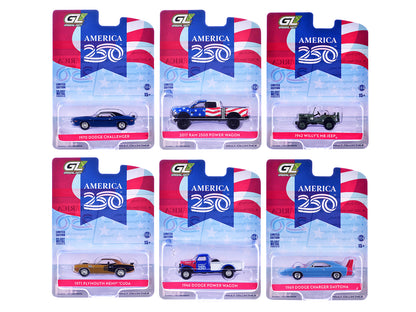 "Anniversary Collection" Series 18 Set of 6 pieces "America 250 Edition" 1/64 T&y Diecast Model Cars by Greenlight