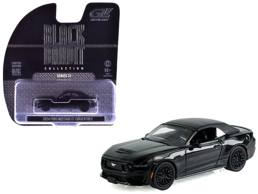 2024 Ford Mustang GT Convertible Black "Black Bandit" Series 31 1/64 T&y Diecast Model Car by Greenlight