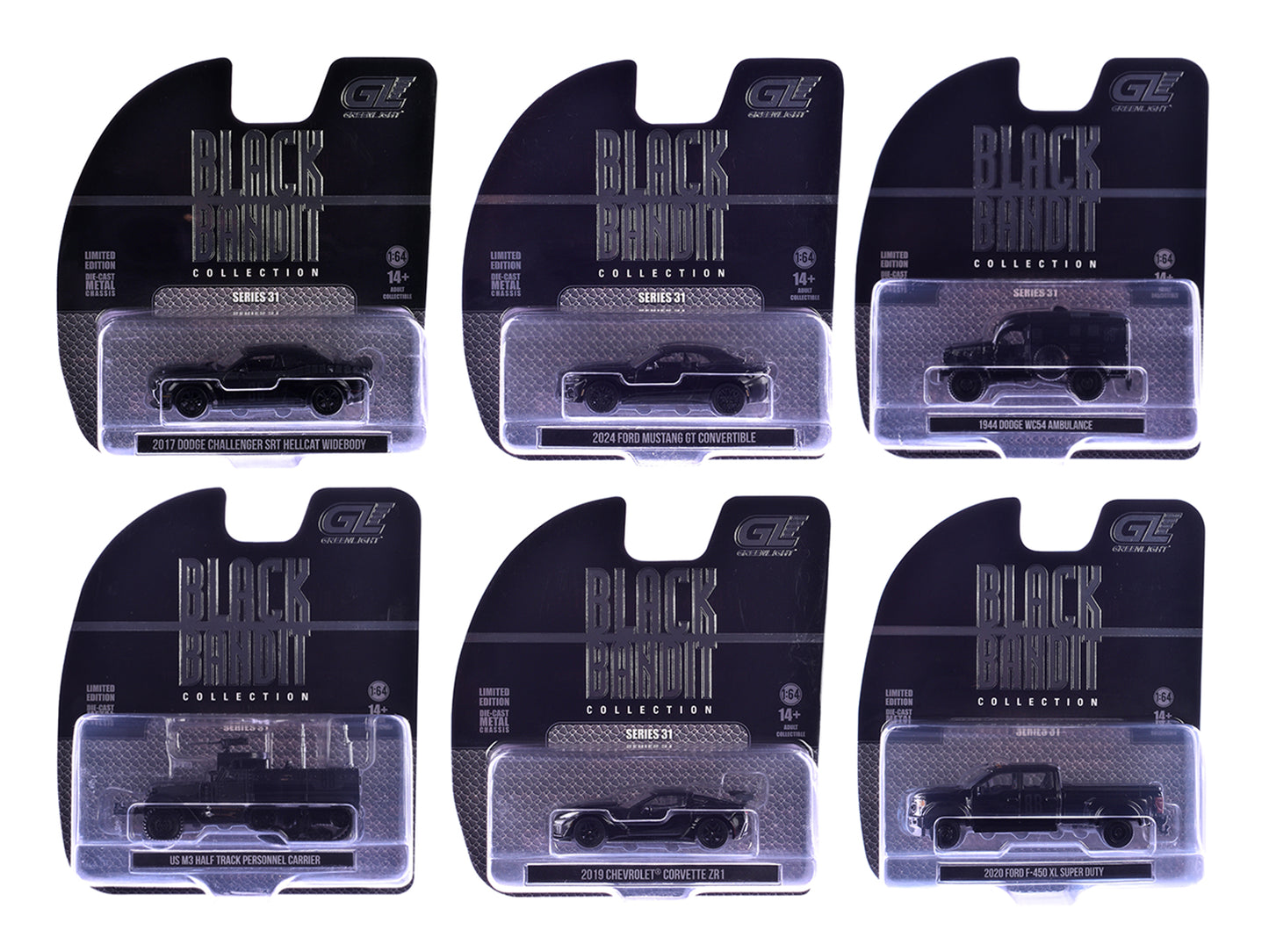 "Black Bandit" Series 31 6 piece Set 1/64 Diecast Model Cars by Greenlight