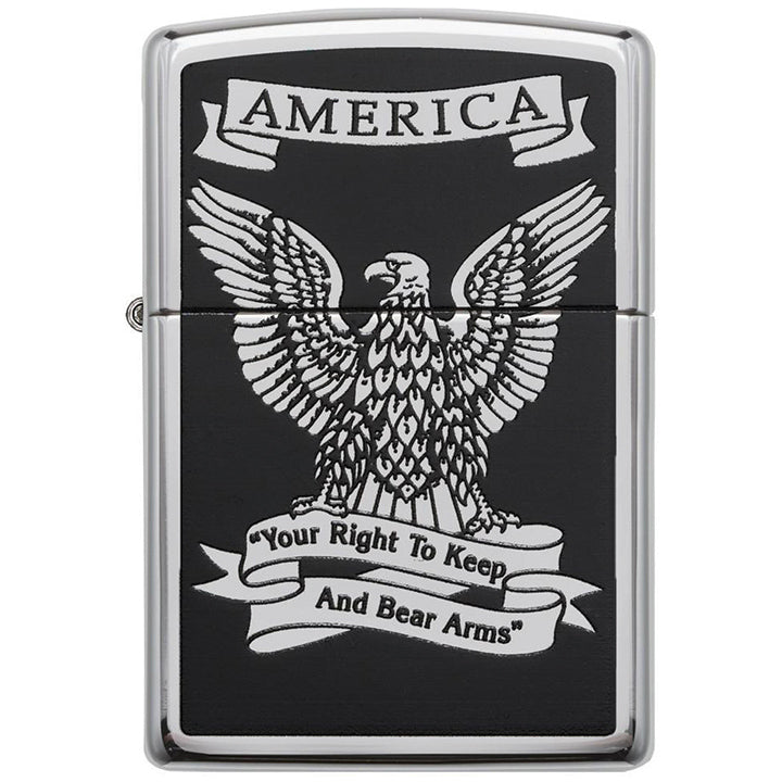 Zippo Windproof Lighter Black & L&M White Americana Eagle High Polish Chrome