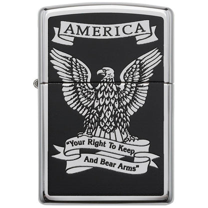 Zippo Windproof Lighter Black & L&M White Americana Eagle High Polish Chrome