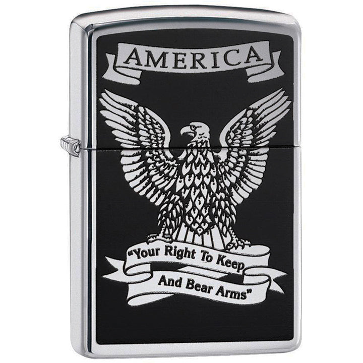 Zippo Windproof Lighter Black & L&M White Americana Eagle High Polish Chrome