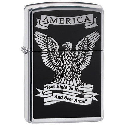 Zippo Windproof Lighter Black & L&M White Americana Eagle High Polish Chrome